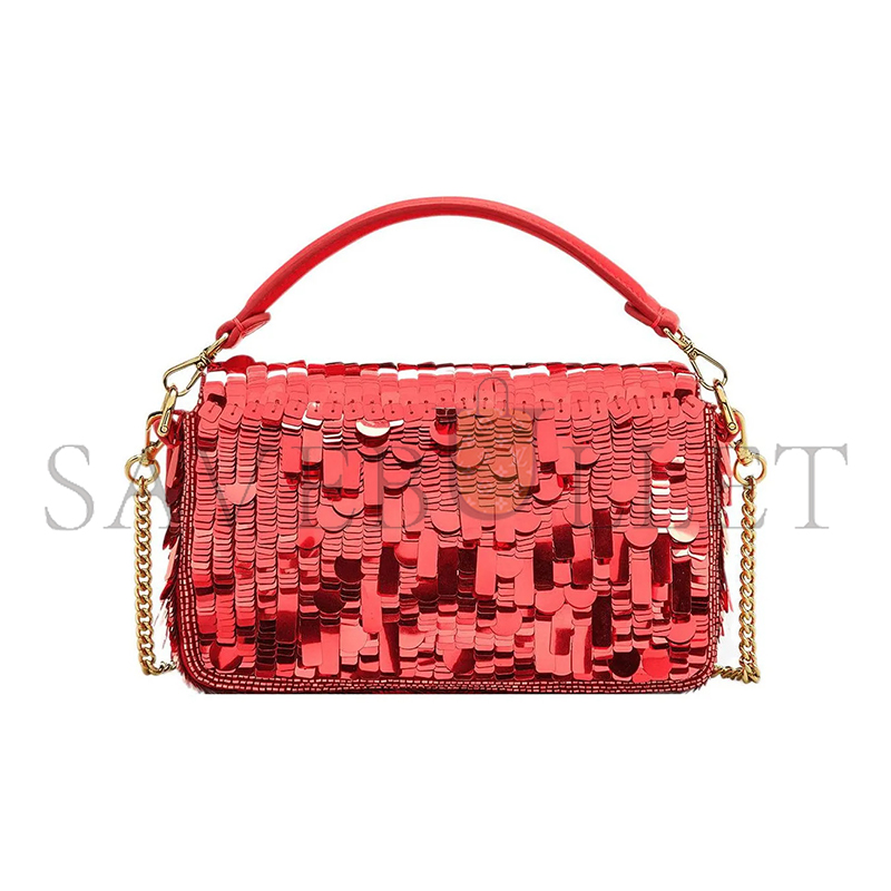 F**di sequin paillettes vitello grace sex and the city mini baguette mattone 8bs017amp0f0v3l (19*11.5*4cm)